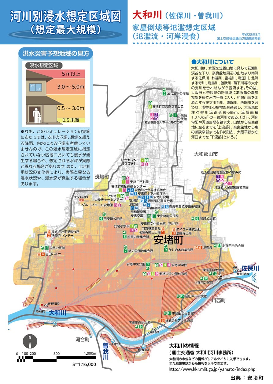 安堵町の河川別浸水想定区域図