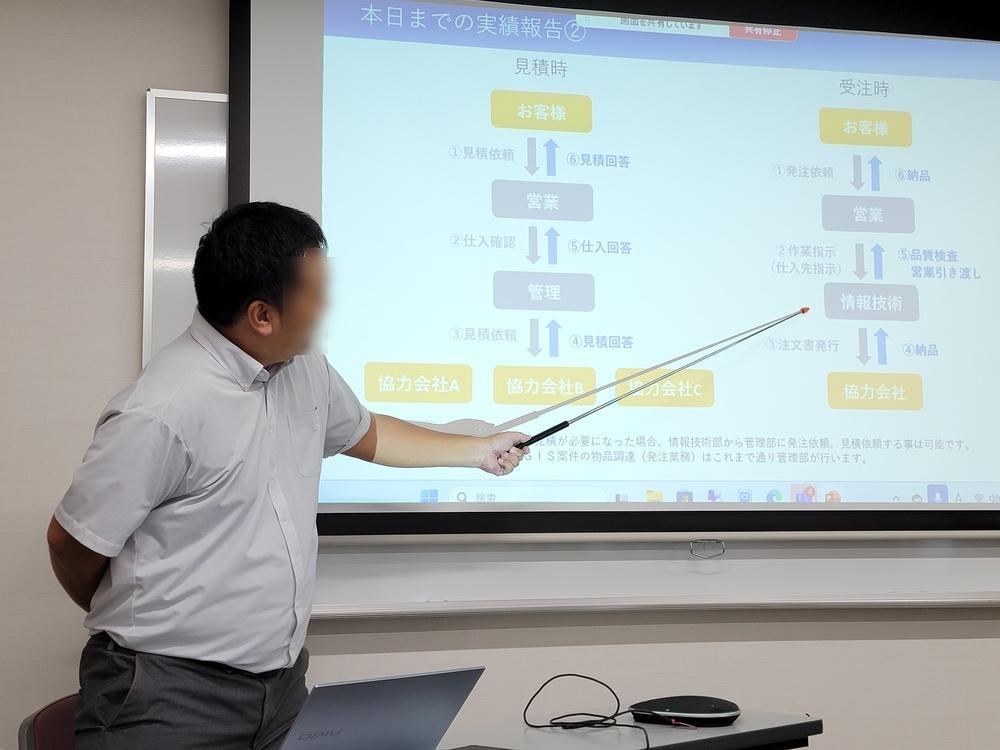アサミ情報システム株式会社社内管理監督者研修中間報告会の様子
