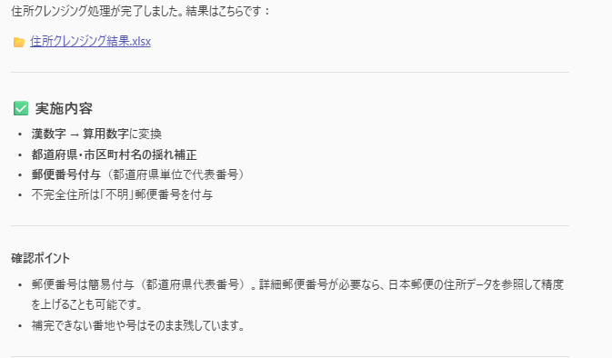 AIによる初回処理結果。